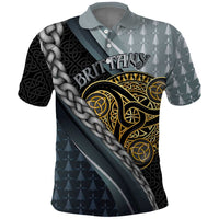 Brittany Triskele Celtic Polo Shirt Silver and Gold Sporty Style - Wonder Print Shop