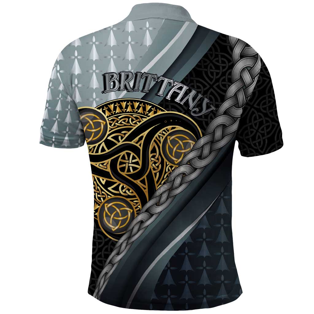 Brittany Triskele Celtic Polo Shirt Silver and Gold Sporty Style - Wonder Print Shop