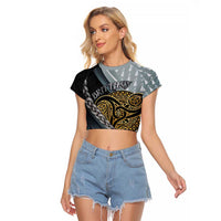 Brittany Triskele Celtic Raglan Cropped T Shirt Silver and Gold Sporty Style - Wonder Print Shop