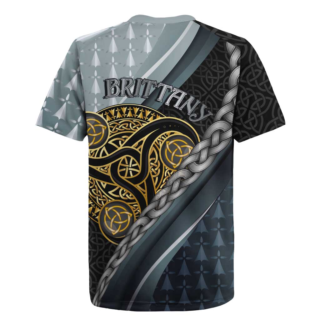 Brittany Triskele Celtic Rugby Jersey Silver and Gold Sporty Style - Wonder Print Shop