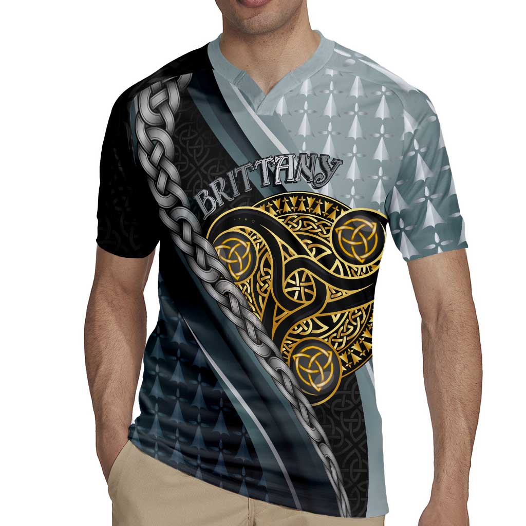 Brittany Triskele Celtic Rugby Jersey Silver and Gold Sporty Style - Wonder Print Shop