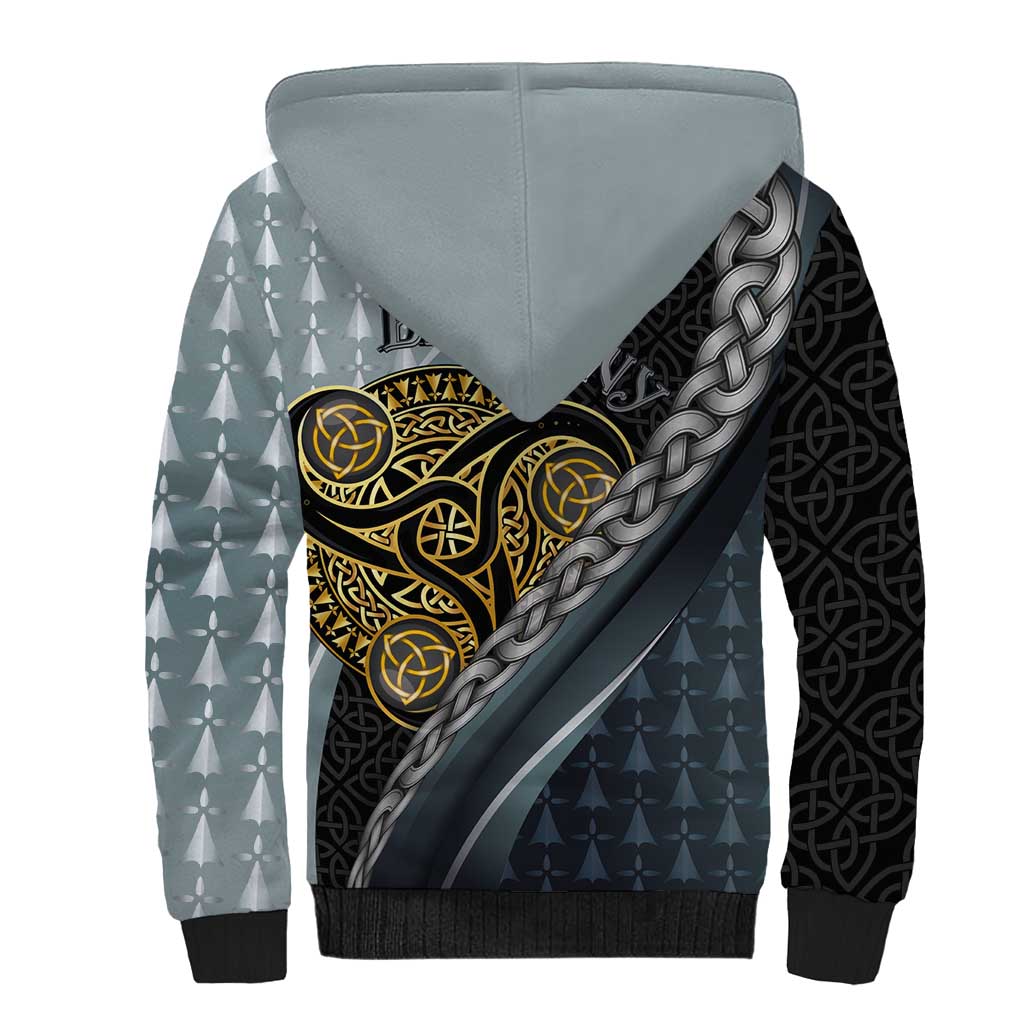 Brittany Triskele Celtic Sherpa Hoodie Silver and Gold Sporty Style - Wonder Print Shop