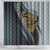 Brittany Triskele Celtic Shower Curtain Silver and Gold Sporty Style - Wonder Print Shop