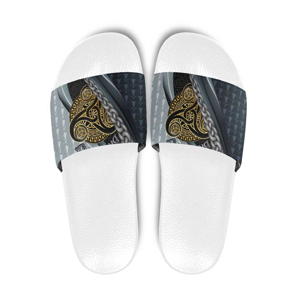 Brittany Triskele Celtic Slide Sandals Silver and Gold Sporty Style - Wonder Print Shop