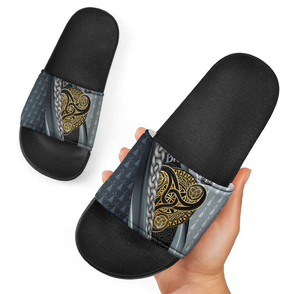 Brittany Triskele Celtic Slide Sandals Silver and Gold Sporty Style - Wonder Print Shop