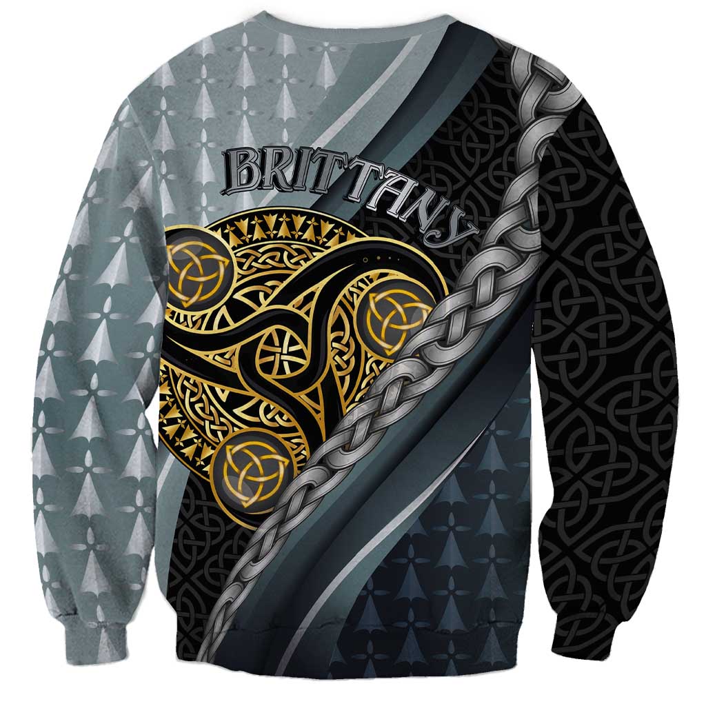 Brittany Triskele Celtic Sweatshirt Silver and Gold Sporty Style - Wonder Print Shop