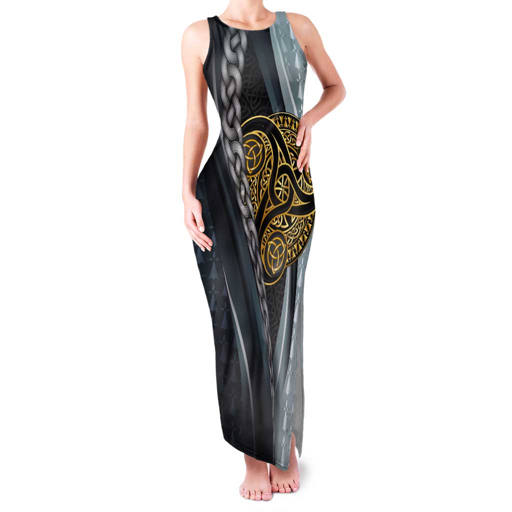 Brittany Triskele Celtic Tank Maxi Dress Silver and Gold Sporty Style - Wonder Print Shop