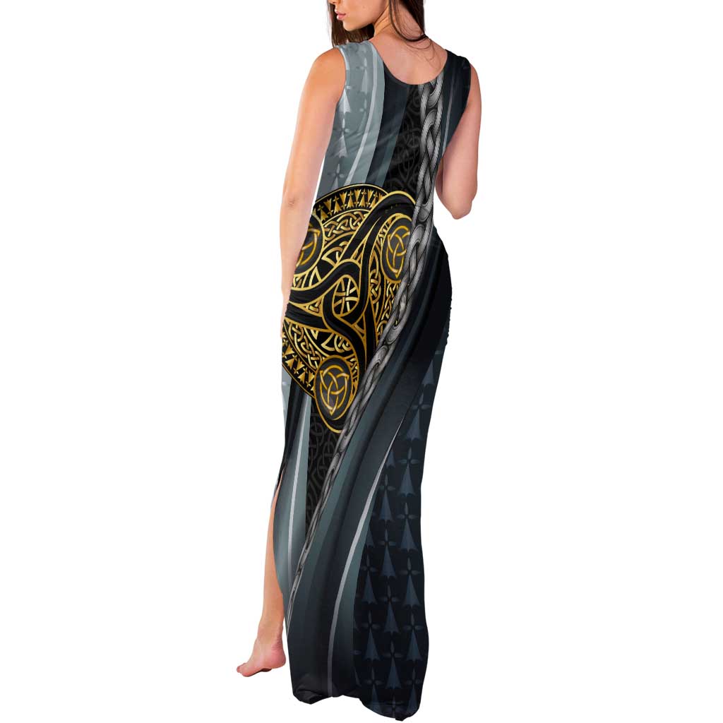 Brittany Triskele Celtic Tank Maxi Dress Silver and Gold Sporty Style - Wonder Print Shop