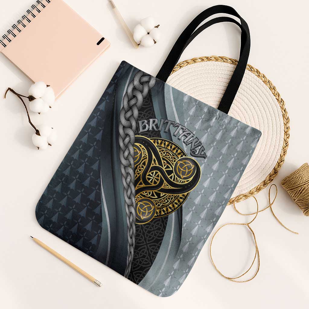 Brittany Triskele Celtic Tote Bag Silver and Gold Sporty Style - Wonder Print Shop