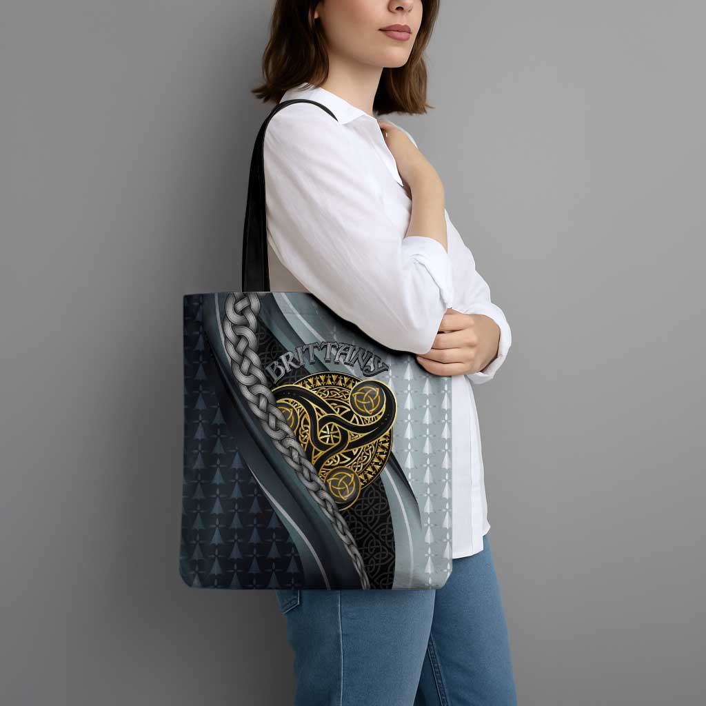 Brittany Triskele Celtic Tote Bag Silver and Gold Sporty Style - Wonder Print Shop