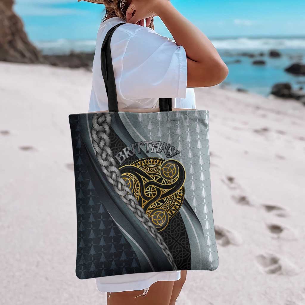 Brittany Triskele Celtic Tote Bag Silver and Gold Sporty Style - Wonder Print Shop