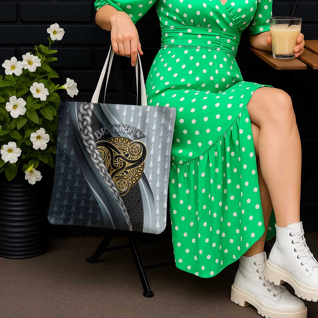Brittany Triskele Celtic Tote Bag Silver and Gold Sporty Style - Wonder Print Shop