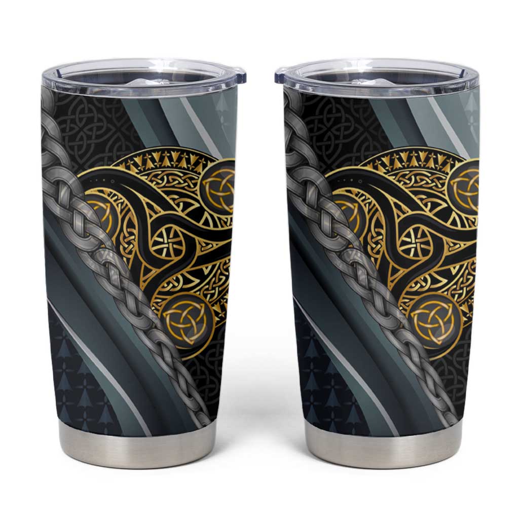 Brittany Triskele Celtic Tumbler Cup Silver and Gold Sporty Style - Wonder Print Shop