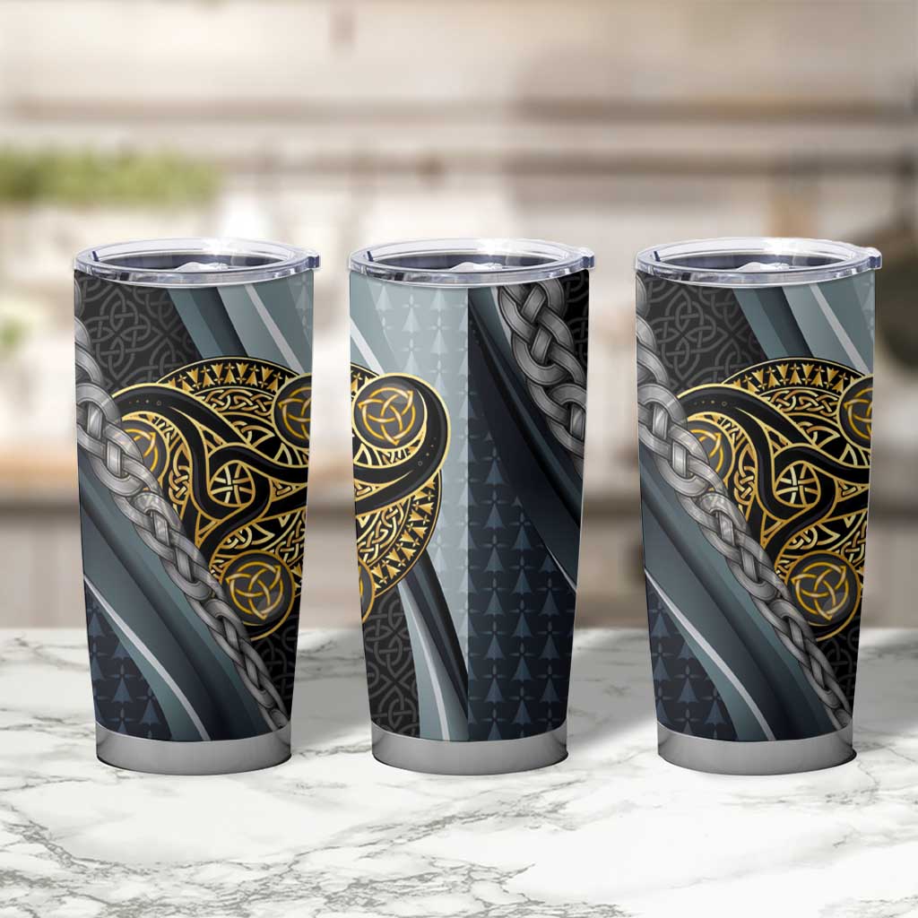 Brittany Triskele Celtic Tumbler Cup Silver and Gold Sporty Style - Wonder Print Shop