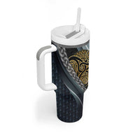 Brittany Triskele Celtic Tumbler With Handle Silver and Gold Sporty Style - Wonder Print Shop