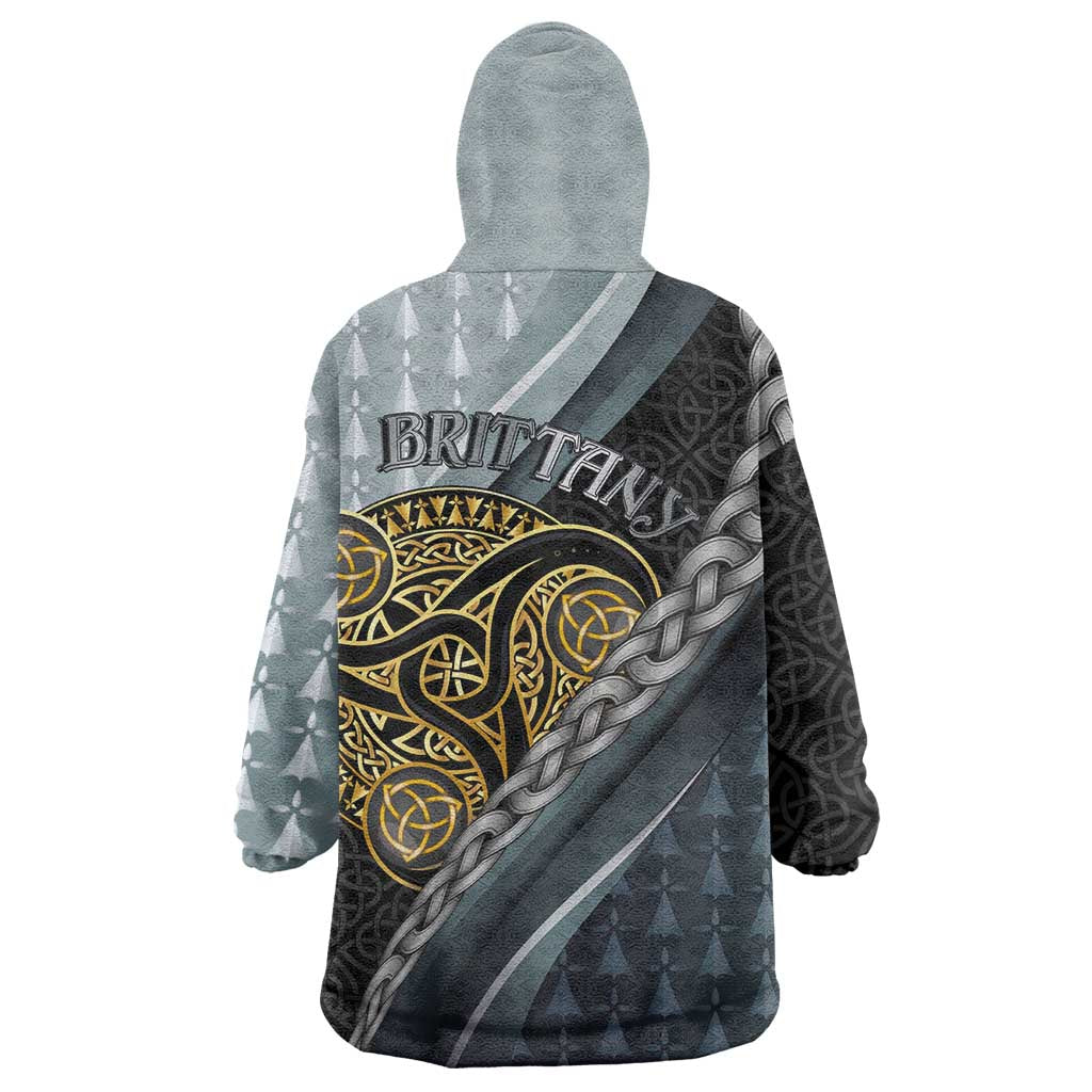 Brittany Triskele Celtic Wearable Blanket Hoodie Silver and Gold Sporty Style - Wonder Print Shop