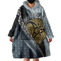 Brittany Triskele Celtic Wearable Blanket Hoodie Silver and Gold Sporty Style - Wonder Print Shop
