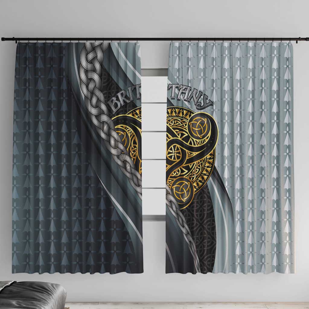 Brittany Triskele Celtic Window Curtain Silver and Gold Sporty Style - Wonder Print Shop