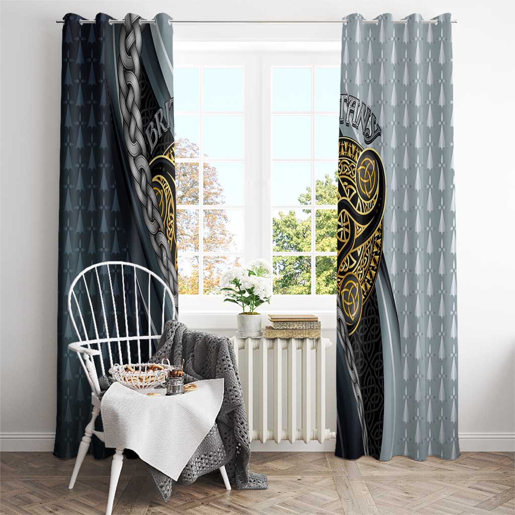 Brittany Triskele Celtic Window Curtain Silver and Gold Sporty Style - Wonder Print Shop