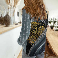 Brittany Triskele Celtic Women Casual Shirt Silver and Gold Sporty Style - Wonder Print Shop