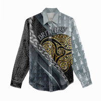 Brittany Triskele Celtic Women Casual Shirt Silver and Gold Sporty Style - Wonder Print Shop