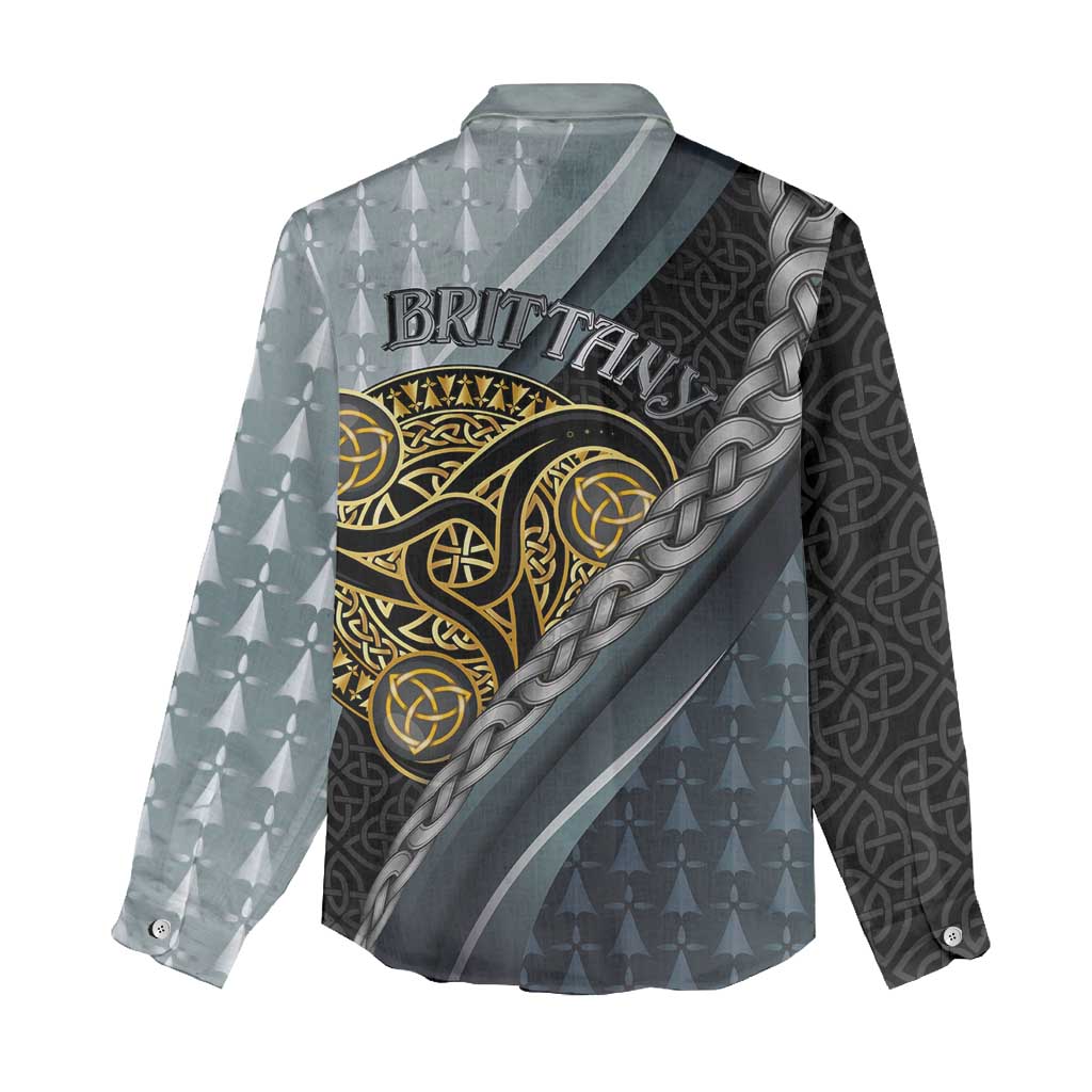 Brittany Triskele Celtic Women Casual Shirt Silver and Gold Sporty Style - Wonder Print Shop