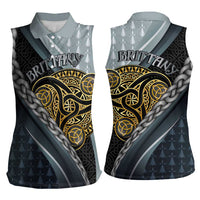 Brittany Triskele Celtic Women Sleeveless Polo Shirt Silver and Gold Sporty Style - Wonder Print Shop