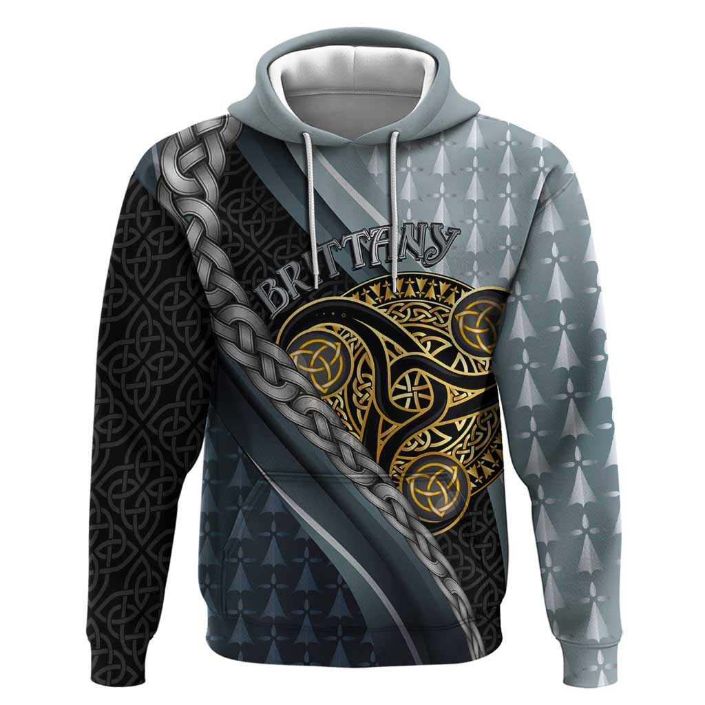 Brittany Triskele Celtic Zip Hoodie Silver and Gold Sporty Style - Wonder Print Shop
