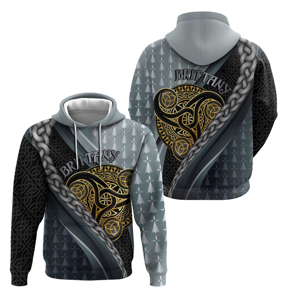Brittany Triskele Celtic Zip Hoodie Silver and Gold Sporty Style - Wonder Print Shop
