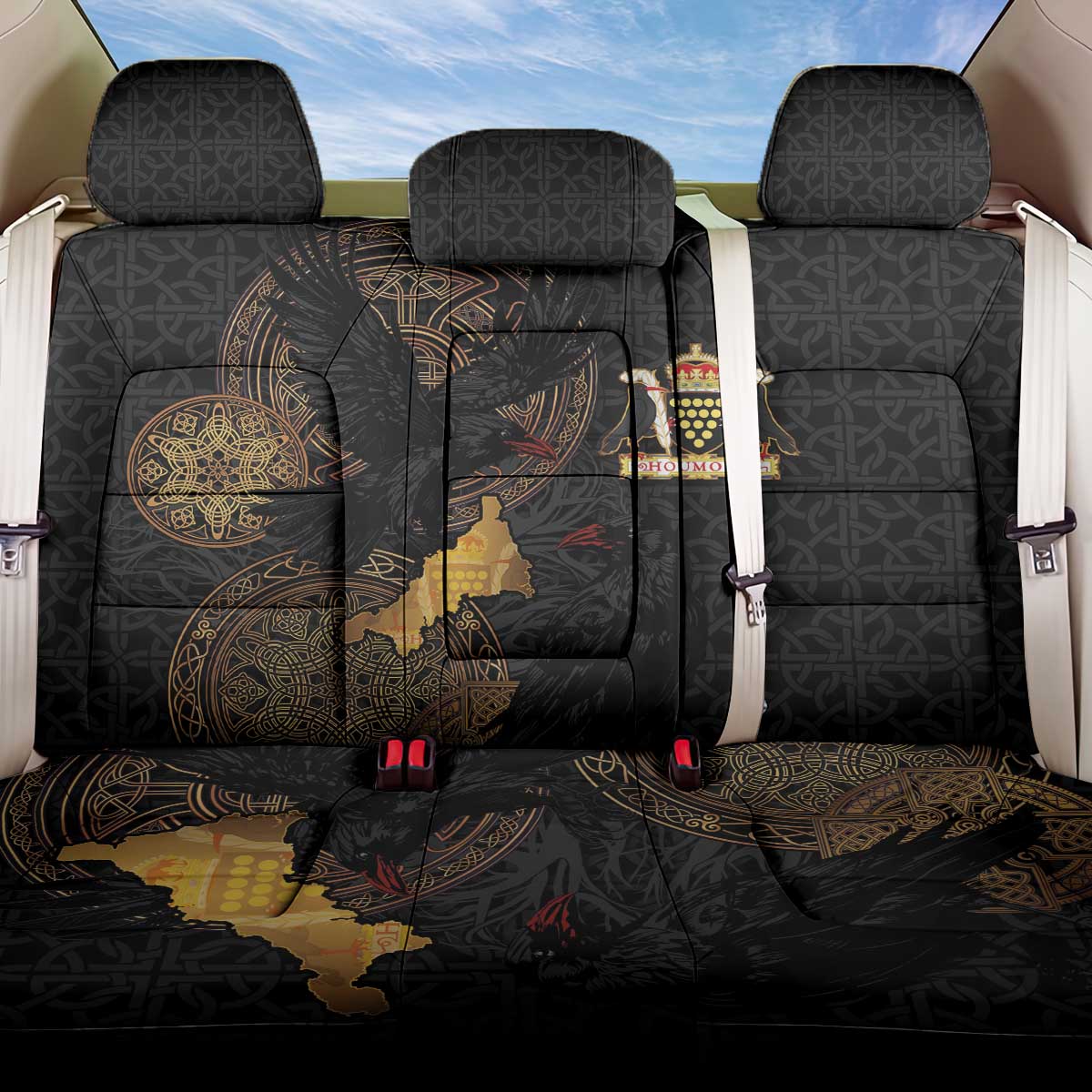 Cornwall Celtic-Chough and Knot Back Car Seat Cover - Wonder Print Shop