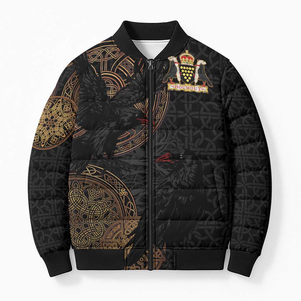 Cornwall Celtic-Chough and Knot Bomber Puffer Jacket - Wonder Print Shop
