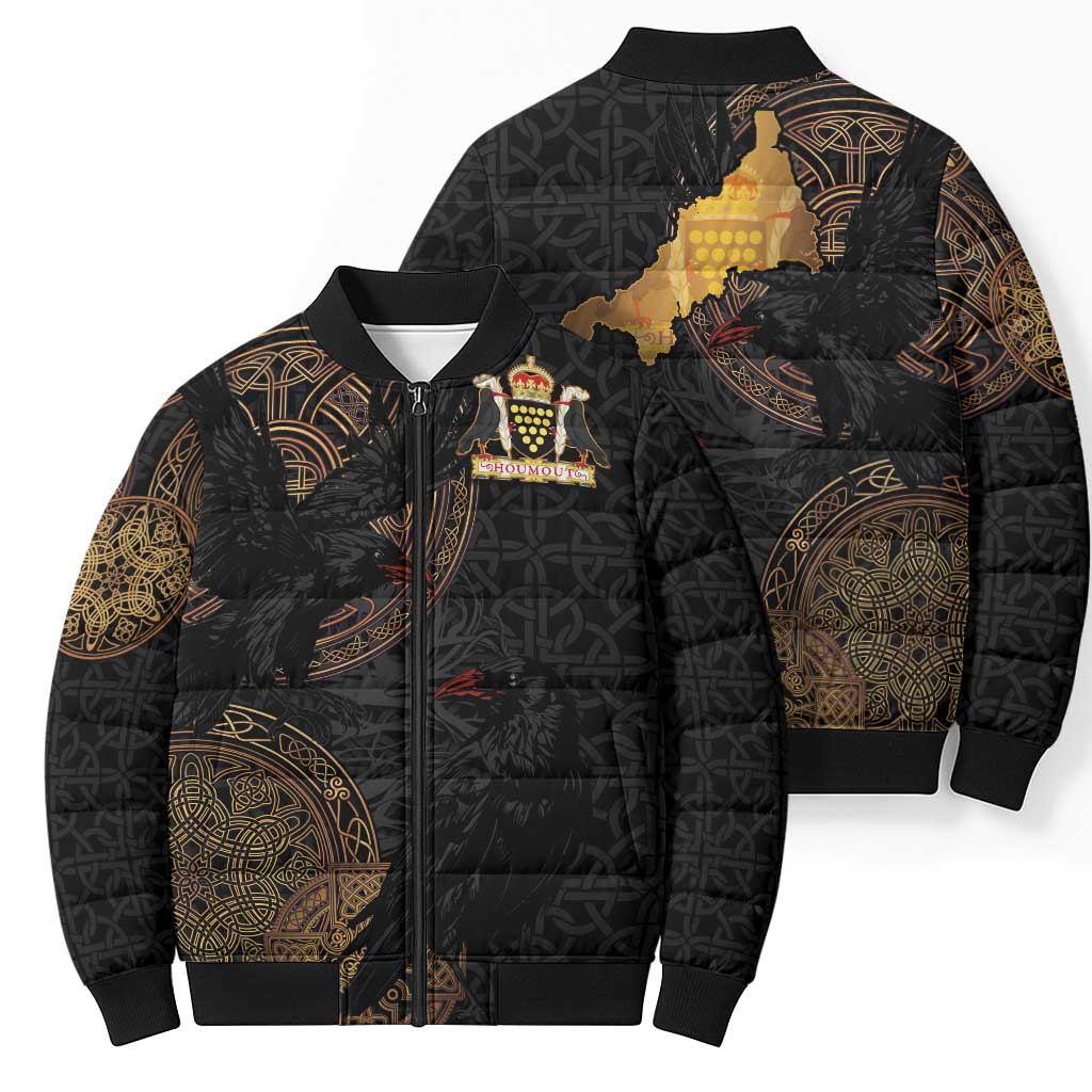 Cornwall Celtic-Chough and Knot Bomber Puffer Jacket - Wonder Print Shop