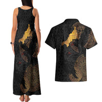 Cornwall Celtic-Chough and Knot Couples Matching Tank Maxi Dress and Hawaiian Shirt - Wonder Print Shop