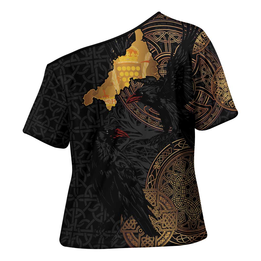 Cornwall Celtic-Chough and Knot Cross Shoulder Shirt - Wonder Print Shop