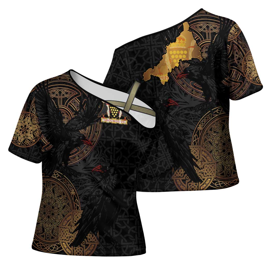 Cornwall Celtic-Chough and Knot Cross Shoulder Shirt - Wonder Print Shop