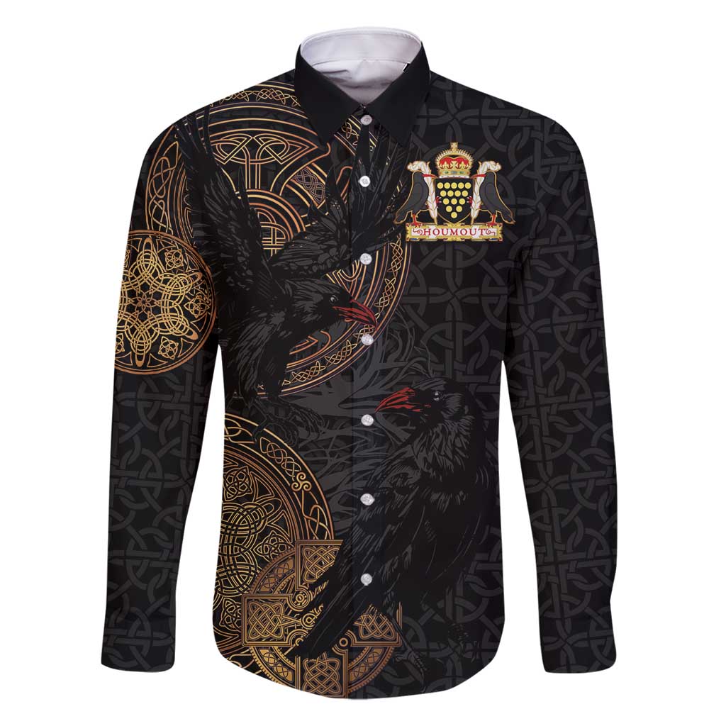 Cornwall Celtic-Chough and Knot Family Matching Long Sleeve Bodycon Dress and Hawaiian Shirt - Wonder Print Shop