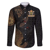 Cornwall Celtic-Chough and Knot Family Matching Long Sleeve Bodycon Dress and Hawaiian Shirt - Wonder Print Shop