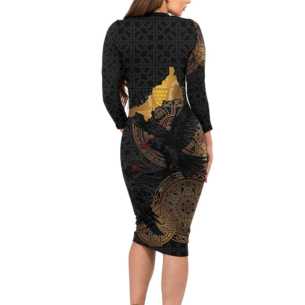 Cornwall Celtic-Chough and Knot Family Matching Long Sleeve Bodycon Dress and Hawaiian Shirt - Wonder Print Shop