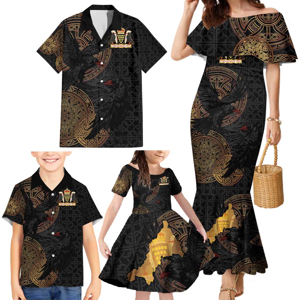 Cornwall Celtic-Chough and Knot Family Matching Mermaid Dress and Hawaiian Shirt - Wonder Print Shop
