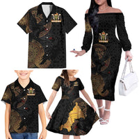 Cornwall Celtic-Chough and Knot Family Matching Off The Shoulder Long Sleeve Dress and Hawaiian Shirt - Wonder Print Shop