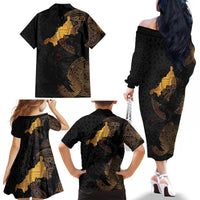 Cornwall Celtic-Chough and Knot Family Matching Off The Shoulder Long Sleeve Dress and Hawaiian Shirt - Wonder Print Shop