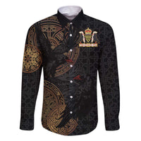 Cornwall Celtic-Chough and Knot Family Matching Off The Shoulder Long Sleeve Dress and Hawaiian Shirt - Wonder Print Shop