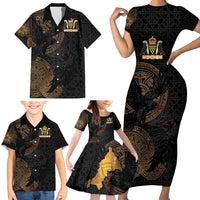 Cornwall Celtic-Chough and Knot Family Matching Short Sleeve Bodycon Dress and Hawaiian Shirt - Wonder Print Shop