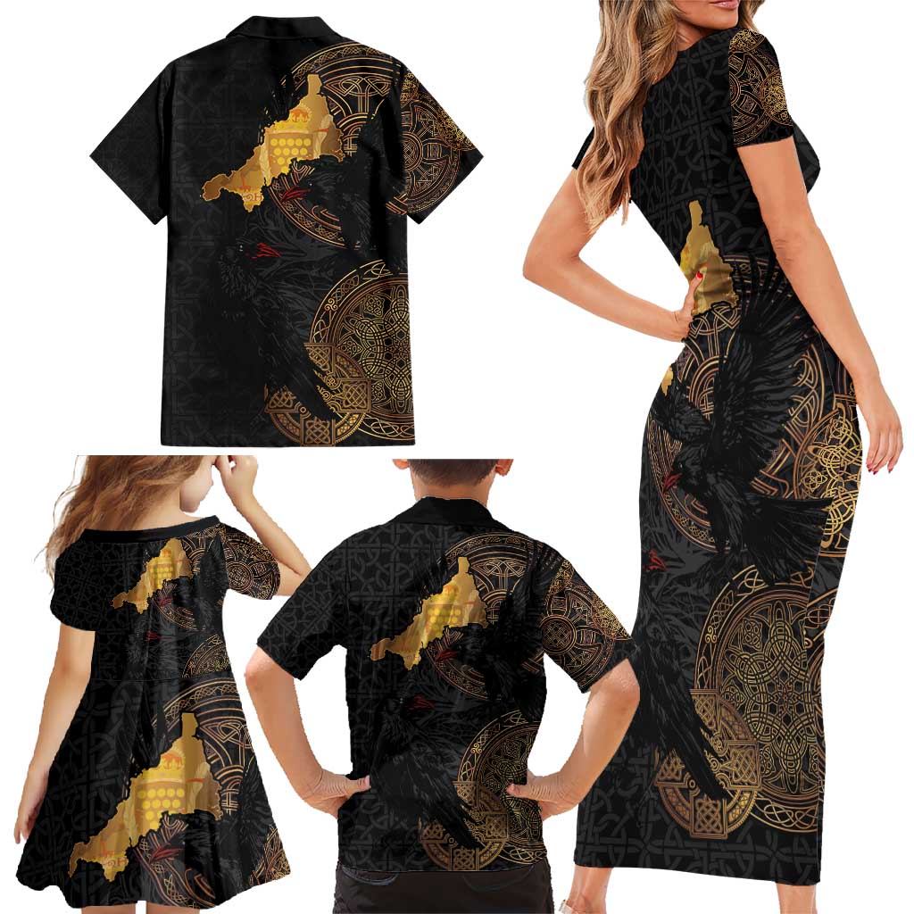 Cornwall Celtic-Chough and Knot Family Matching Short Sleeve Bodycon Dress and Hawaiian Shirt - Wonder Print Shop