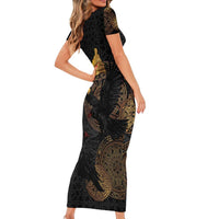 Cornwall Celtic-Chough and Knot Family Matching Short Sleeve Bodycon Dress and Hawaiian Shirt - Wonder Print Shop