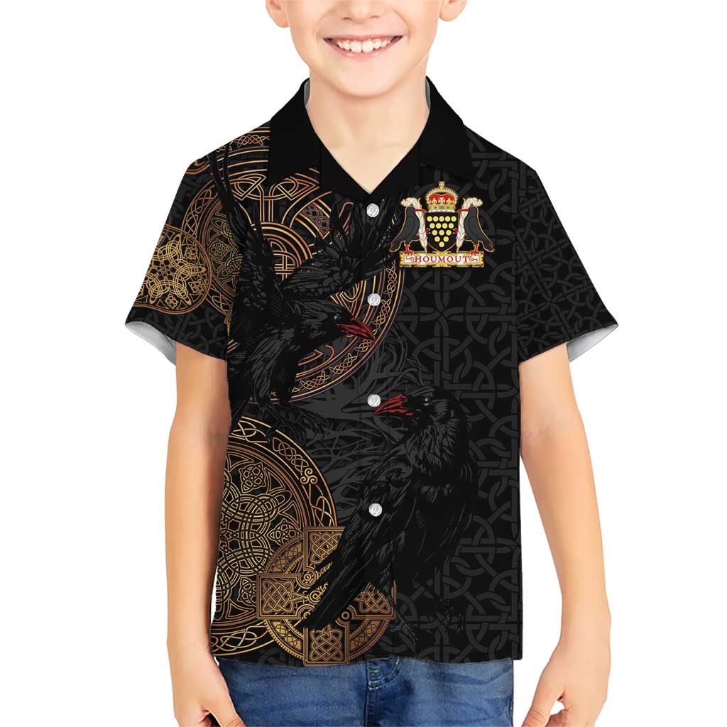 Cornwall Celtic-Chough and Knot Family Matching Short Sleeve Bodycon Dress and Hawaiian Shirt - Wonder Print Shop