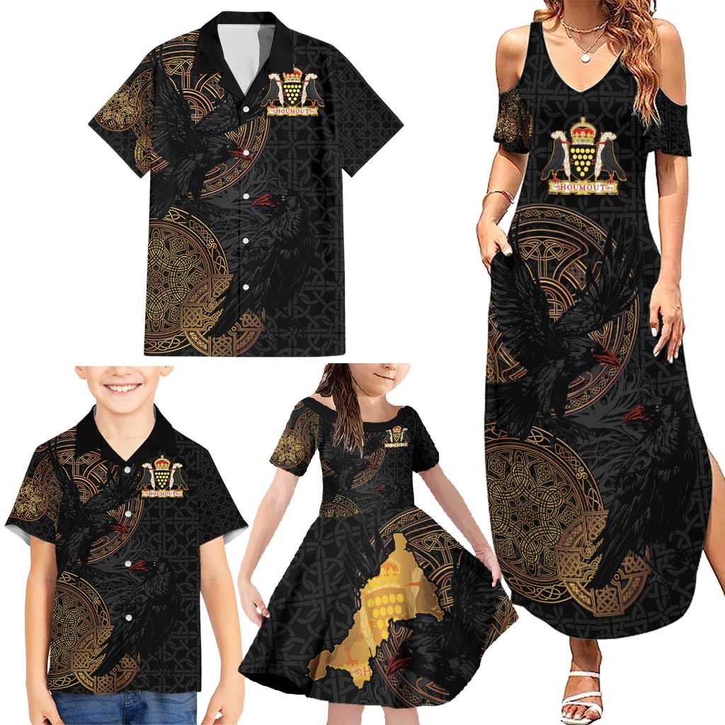 Cornwall Celtic-Chough and Knot Family Matching Summer Maxi Dress and Hawaiian Shirt - Wonder Print Shop