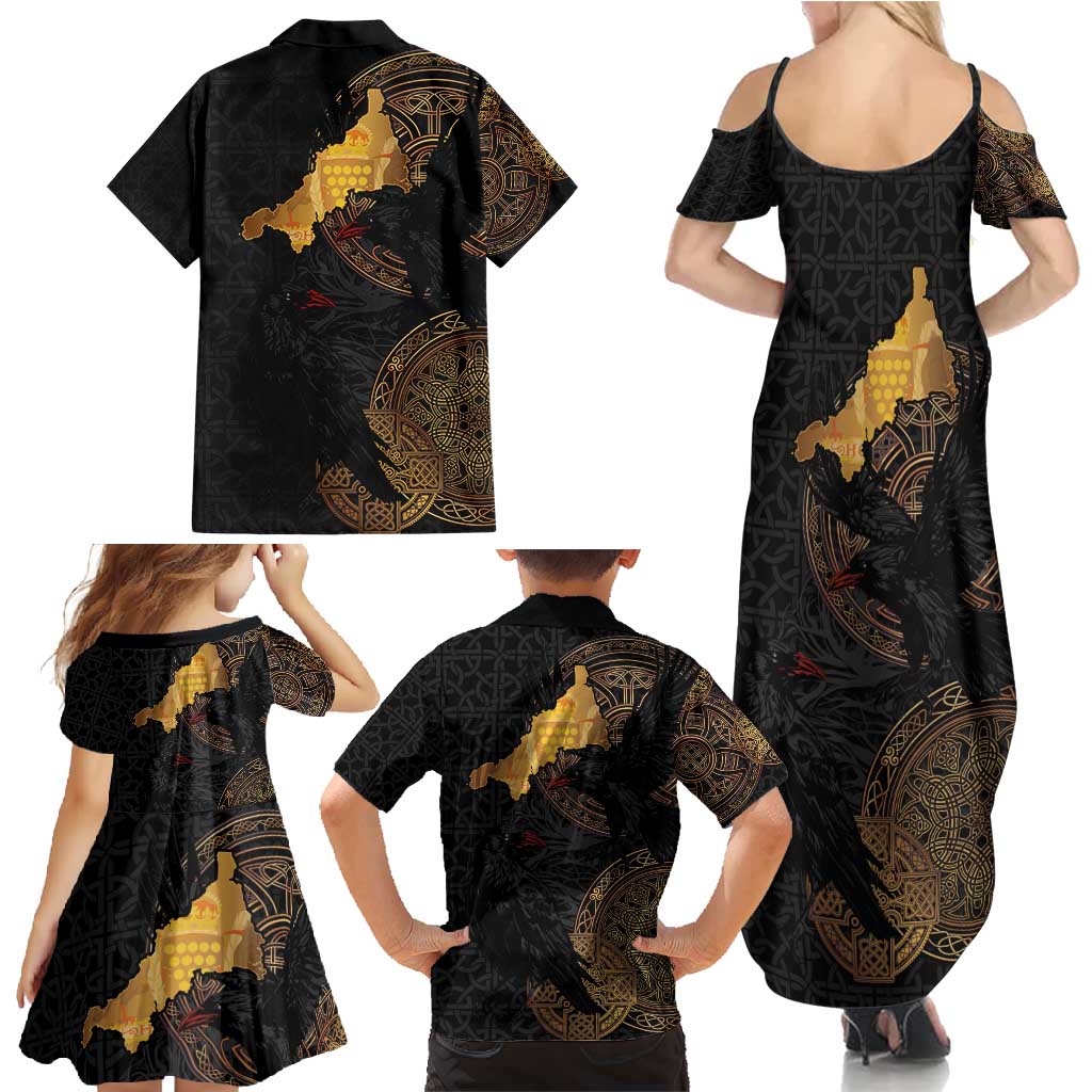 Cornwall Celtic-Chough and Knot Family Matching Summer Maxi Dress and Hawaiian Shirt - Wonder Print Shop