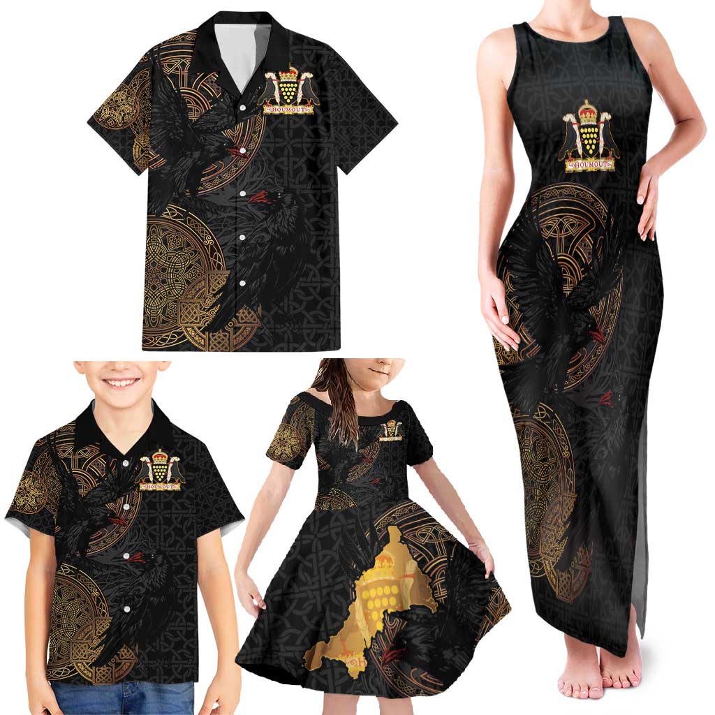 Cornwall Celtic-Chough and Knot Family Matching Tank Maxi Dress and Hawaiian Shirt - Wonder Print Shop