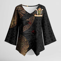 Cornwall Celtic-Chough and Knot Kimono Sleeve Blouse - Wonder Print Shop